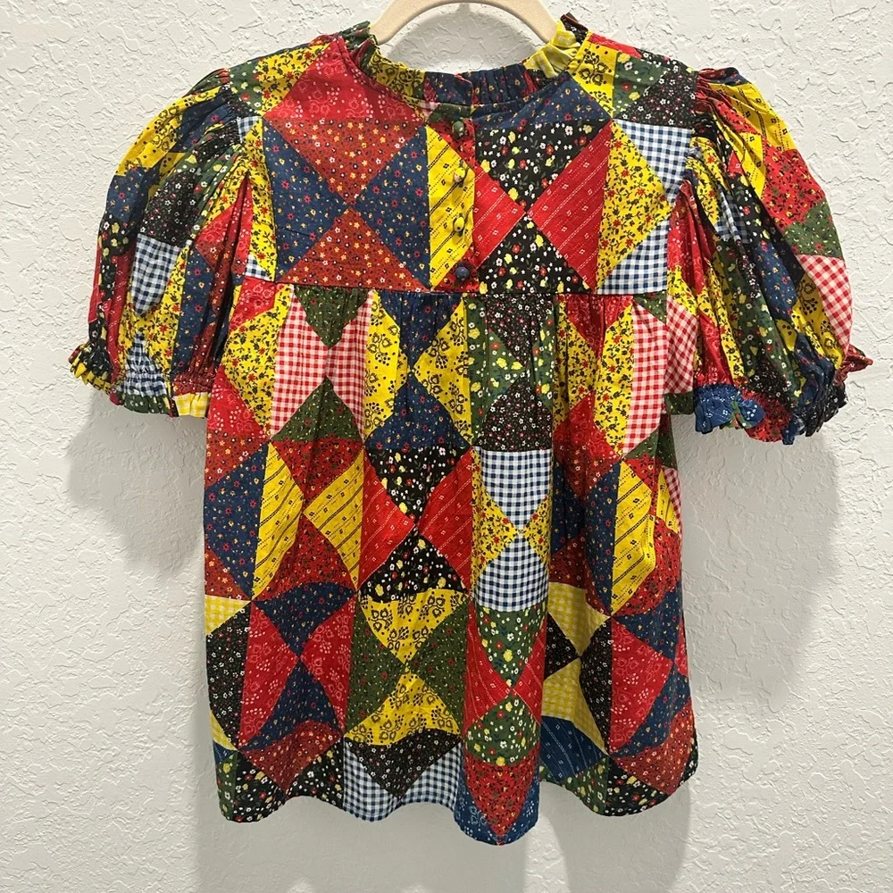 NWOT Doen Alida Patchwork Top - Picture 3 of 5